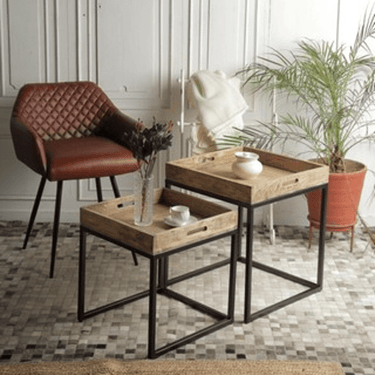 ﻿Wooden Tray Side Table Nest Set/2 at online8 furniture store Auckland
