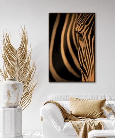 Zebra Framed Canvas Art - Sepia Stripes at online8 furniture store Auckland